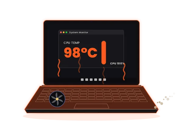 Laptop heating problem with the CPU temperature at 98°C