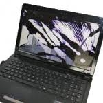 Laptop LCD screen panel replacement close-up showing display repair process