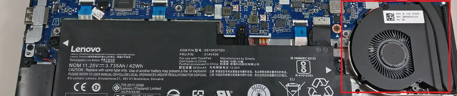 Internal Cooling Fan for Lenovo Laptop