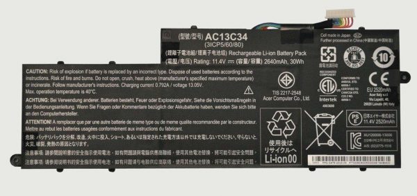 Acer AC13C34, 31CP5 60 80, 3UF426080 1 T1000 Battery For Aspire ES1 111 C827, V5 122P, ES1 in Secunderabad Hyderabad Telangana