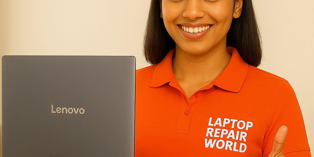 Expert technician performing a professional Lenovo laptop repair.