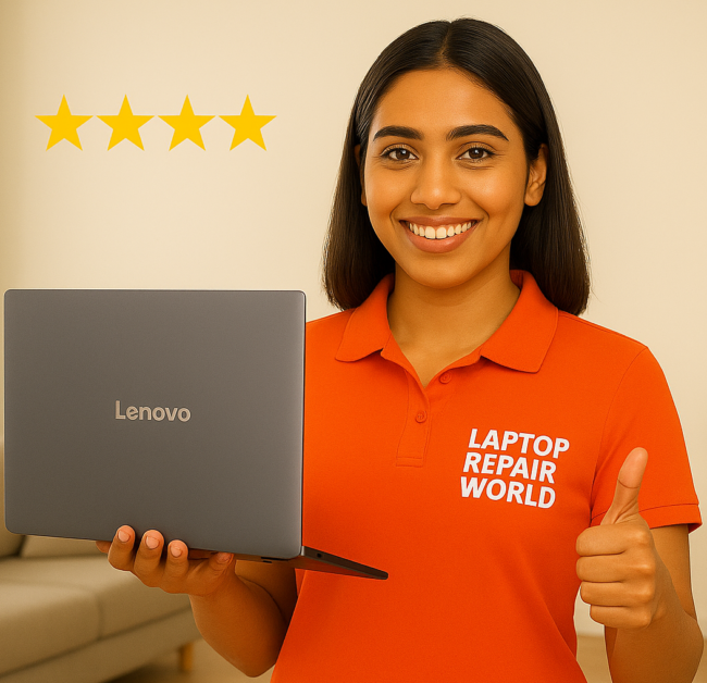 Expert technician performing a professional Lenovo laptop repair.