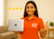An expert technician performing a professional MacBook Air repair at a customer's home in Hyderabad
